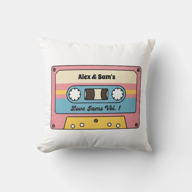Personalized Love Jams Cassette Tape – Custom Name Cushion (Front)