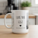 Personalized Love You Gigi Photo  Coffee Mug<br><div class="desc">Make your morning coffee extra special or give the perfect sentimental gift with our Personalized Love You Gigi Photo Mug. Designed with a clean, modern aesthetic, this mug features a stylish "LOVE YOU GIGI" typography front and center, flanked by your favorite family photos. Why You’ll Love It: Fully Customizable: Easily...</div>
