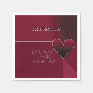 Personalized Love You More Each Day Heart Design Napkin