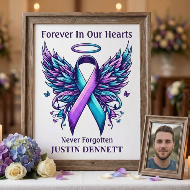 Personalized Loving Memory Suicide Loss Awareness  Poster (Personalised loving memory suicide prevention awareness loss poster print)