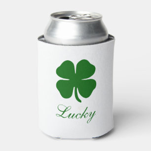 Personalized Lucky Green Clover Can Cooler