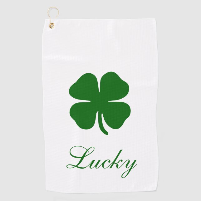 Personalized Lucky Green Clover Golf Towel (Front)