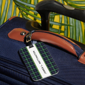 PERSONALIZED LUGGAGE TAG, PLAID BORDER TAG