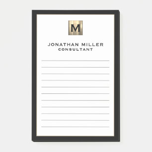 Personalized Luxury Monogram Lined Post-it Notes