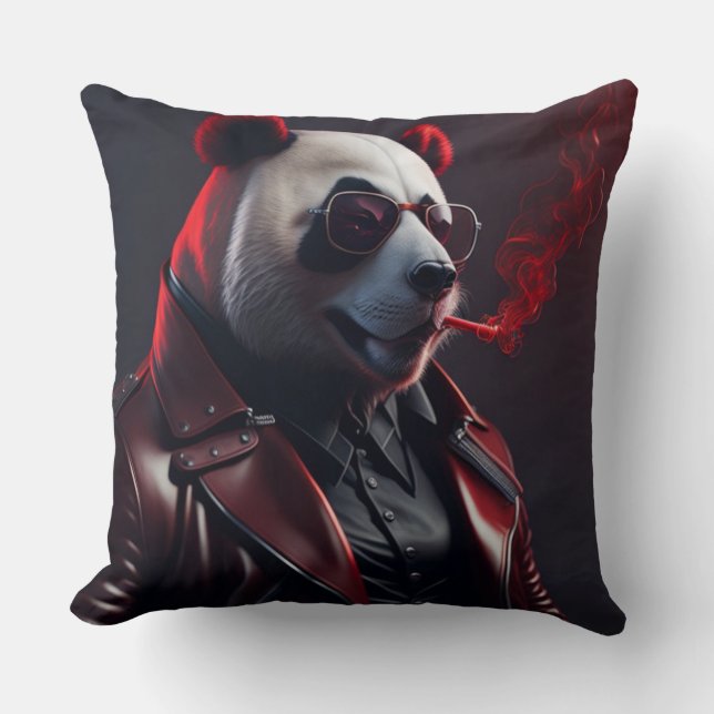 personalized luxury panda smoking pillow for your  (Front)