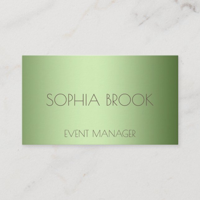 Personalized luxury silver green metallic foil business card (Front)