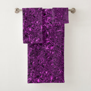 Personalized luxury violet crushed foil bath towel set