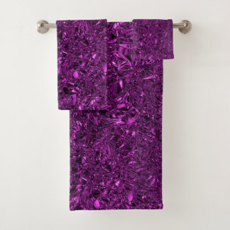 Personalized luxury violet crushed foil bath towel set
