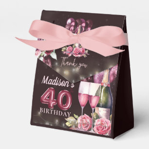 Personalized Luxury Wine & Balloons 40th Birthday Favour Box