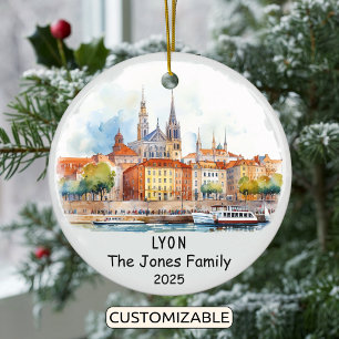 Personalized Lyon Ornament, France Ceramic Ornament