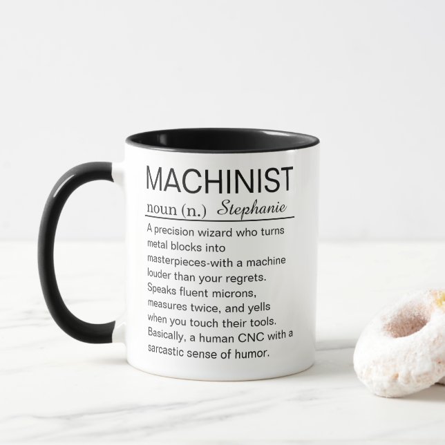 Personalized Machinist Definition Mug (With Donut)