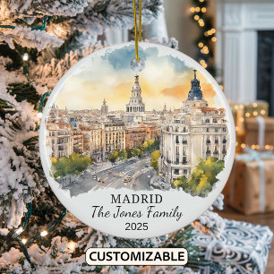 Personalized Madrid Ornament, Spain Gift Ceramic Ornament