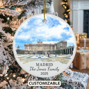 Personalized Madrid Ornament, Spain Gift Ceramic Ornament