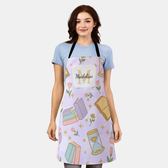 Personalized Magic Books Girl Kitchen Purple Apron (Worn)