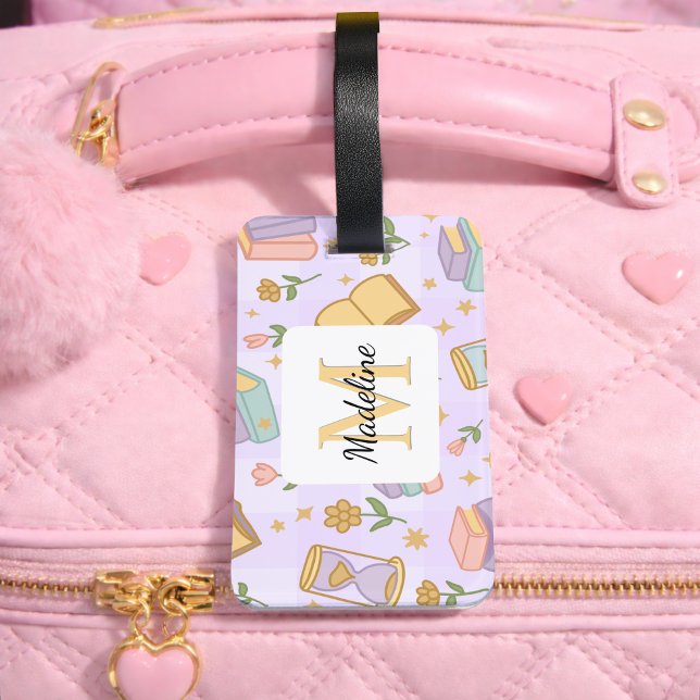 Personalized Magic Books Girl Purple Name Luggage Tag (Creator Uploaded)