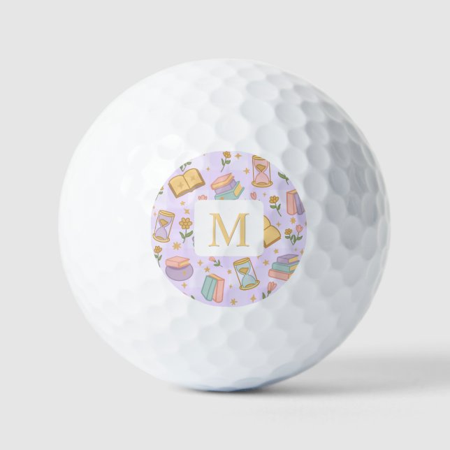 Personalized Magic Books Girl School Purple Golf Balls (Front)