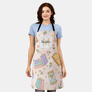 Personalized Magic Books Girly Pink Cute Kitchen Apron