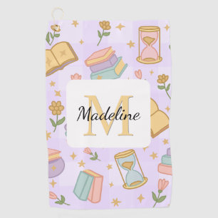 Personalized Magic Books Girly Purple School Golf Towel