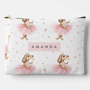 Personalized Magical Fairy Dachshund Dog in Pink Accessory Pouch