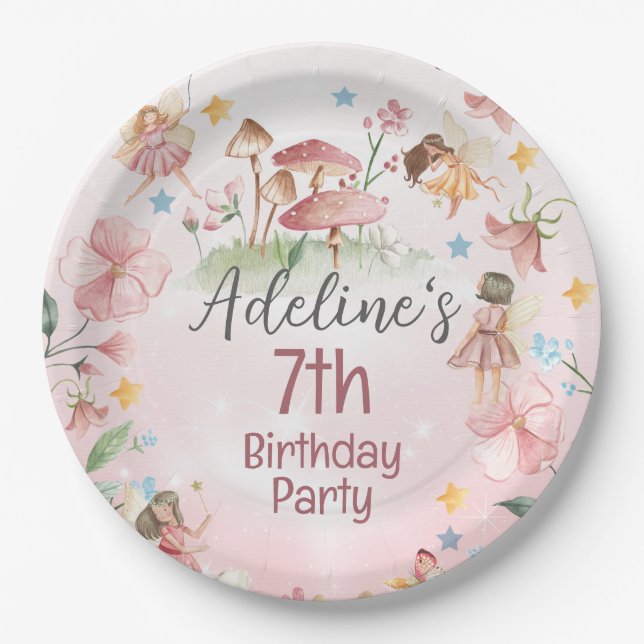 Personalized Magical Fairy Garden Paper Plates  (Front)