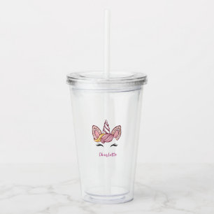 Personalized Magical Tie Dye Unicorn Coquette Bow Acrylic Tumbler