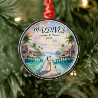Personalized Maldives Honeymoon Metal Ornament