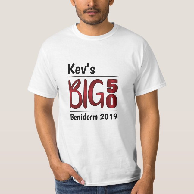 Personalized Male 50th Birthday T-Shirt (Front)