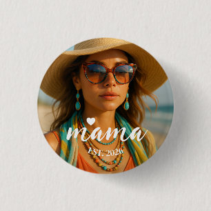 Personalized Mama Est Year Custom Gift For Mommy 3 Cm Round Badge