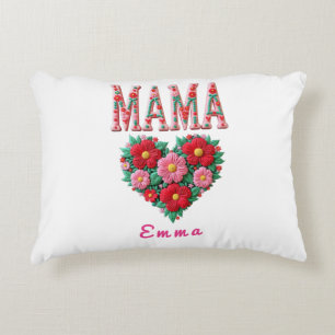 Personalized Mama Heart Floral Custom Gift Decorative Cushion