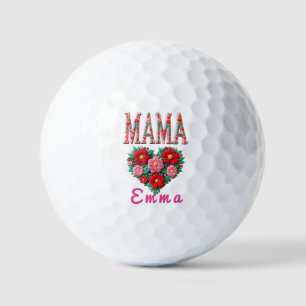 Personalized Mama Heart Floral Custom Gift Golf Balls