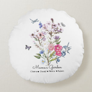 Personalized Mama's Garden Round Cushion