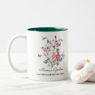 Personalized Mama's Garden Two-Tone Coffee Mug