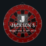 Personalized Man Cave Custom Bar Name Dartboard<br><div class="desc">Faux wooden background with monogram and family name in center of the board. Other colors available in the shop. This fun template lets you create your own personalized man cave "your name" whiskey or bbq backyard bar dart board sign. Unique fun gift</div>