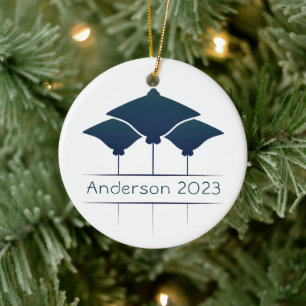 Personalized Manta Ray Christmas Holiday Ceramic Ornament