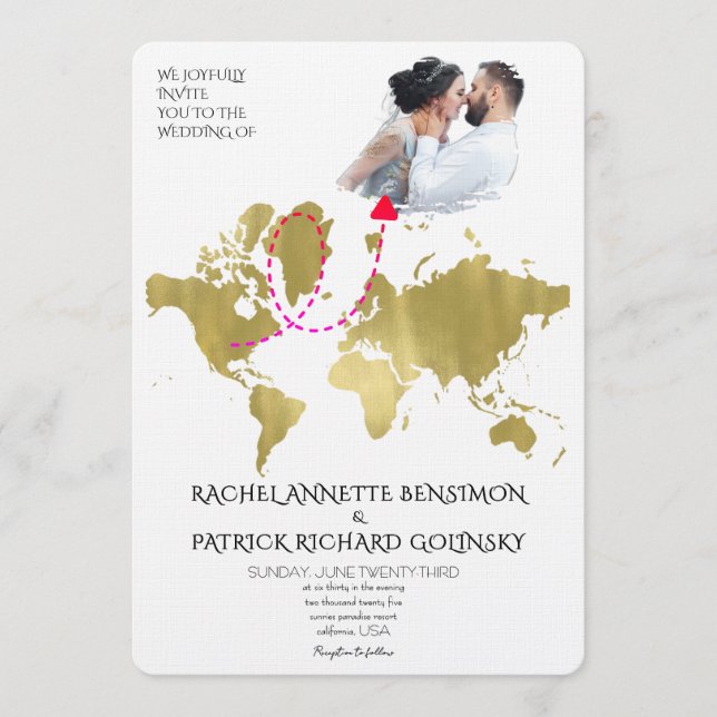 Personalized Map of Love Journey Wedding Invitation (Front)