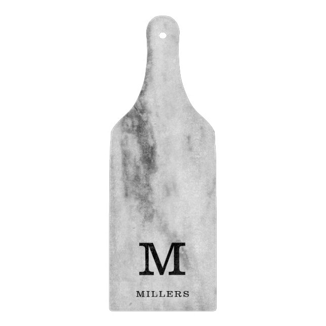Personalized Marble Pattern Last Name Monogram Cutting Board (Front)