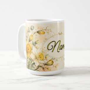 Personalized March Birth Flower Daffodil Coffee Mug
