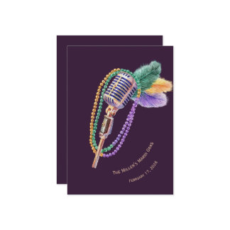 Personalized Mardi Gras Jazz Party Invitation
