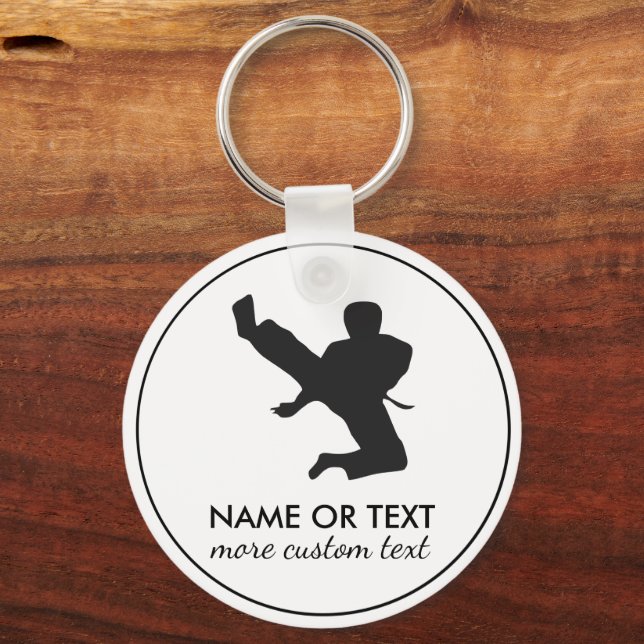 Personalized Martial Arts Karate Custom Name Key Ring (Front)