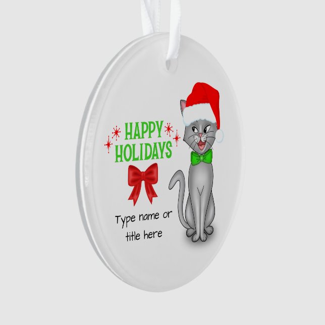 Personalized Marvin the Math Cat Acrylic Ornament (Front)