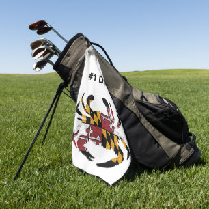 Personalized Maryland Flag Blue Crab Golf Towel