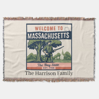 Personalized Massachusetts Throw Blanket