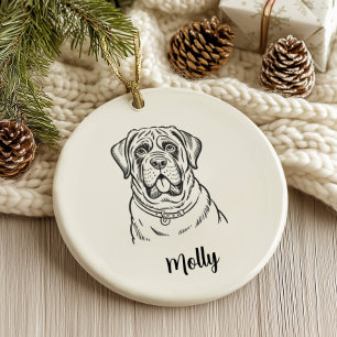 Personalized Mastiff Dog Christmas Ceramic Ornament