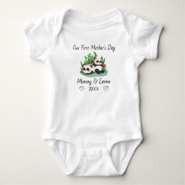 Personalized Matching First Mother’s Day Panda Baby Bodysuit