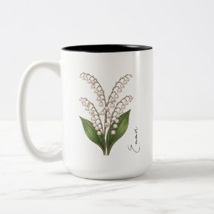 Personalized May Lily of the Valley Birth Flower Two-Tone Coffee Mug