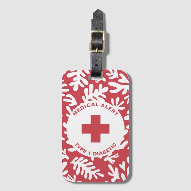 Personalized Medical Alert Diabetic Gift Diabetes Luggage Tag (Front Vertical)