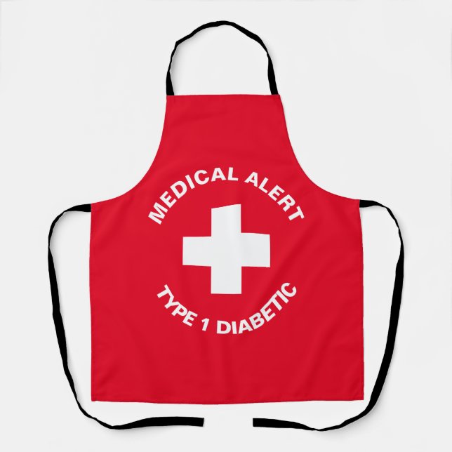 Personalized Medical Alert  Diabetic Red  Apron (Front)