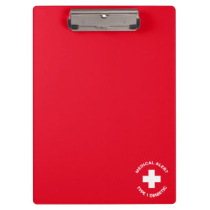 Personalized Medical Alert Diabetic Red Clipboard