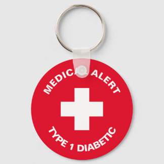 Personalized Medical Alert Diabetic Red Key Ring