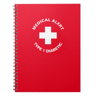 Personalized Medical Alert Diabetic Red Notebook
